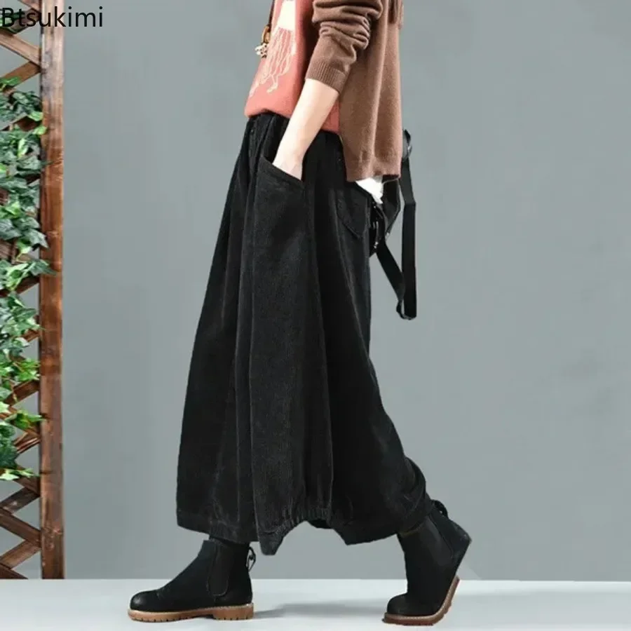 2026 Women's Vintage Loose Casual A-Line Maxi Skirt Elastic High Waist Solid Fashion Versatile Pockets Buttons Half Skirts Femme