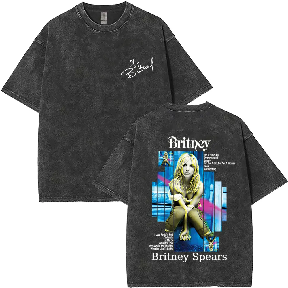 

Washed Vintage Britney Spears The Britney Album Graphic T-shirt Men Women Casual Retro Oversized Short Sleeve T Shirt Streetwear