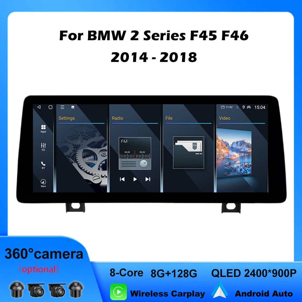 

WiFi Android 14 GPS Navigation BT Touch Screen For BMW 2 Series F45 F46 2014-2018 NBT EVO System QLED 2400*900P Wireless CarPlay