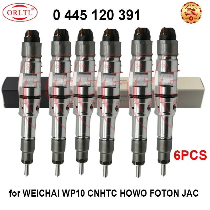 ORLTL NEW 0445120391 0 445 120 391 for WEICHAI WP10 CNHTC HOWO FOTON JAC Genuine Fuel Injector 6PCS/LOT