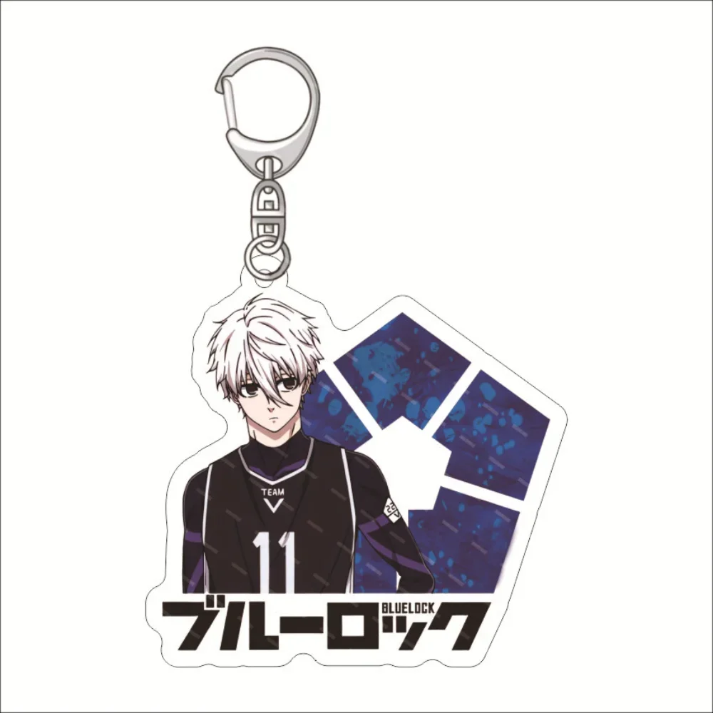 Anime Blue key Cartoon Keychain Isagi Yoichi Bachira Chigiri Figure  PVC Pendant Key Ring Costume Accessories Birthday Gift