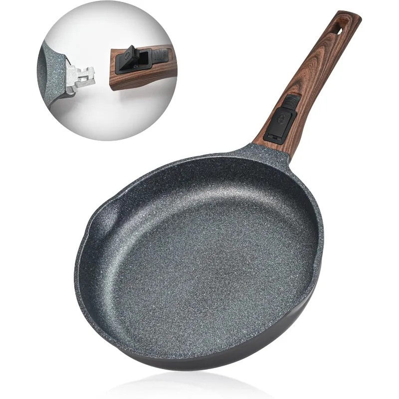 10 Inch Smart Nonstick Frying Pan with Removable Handle,Cast Aluminum and Anti-Scratch Skillet, Compatible with All Stovetops,Di