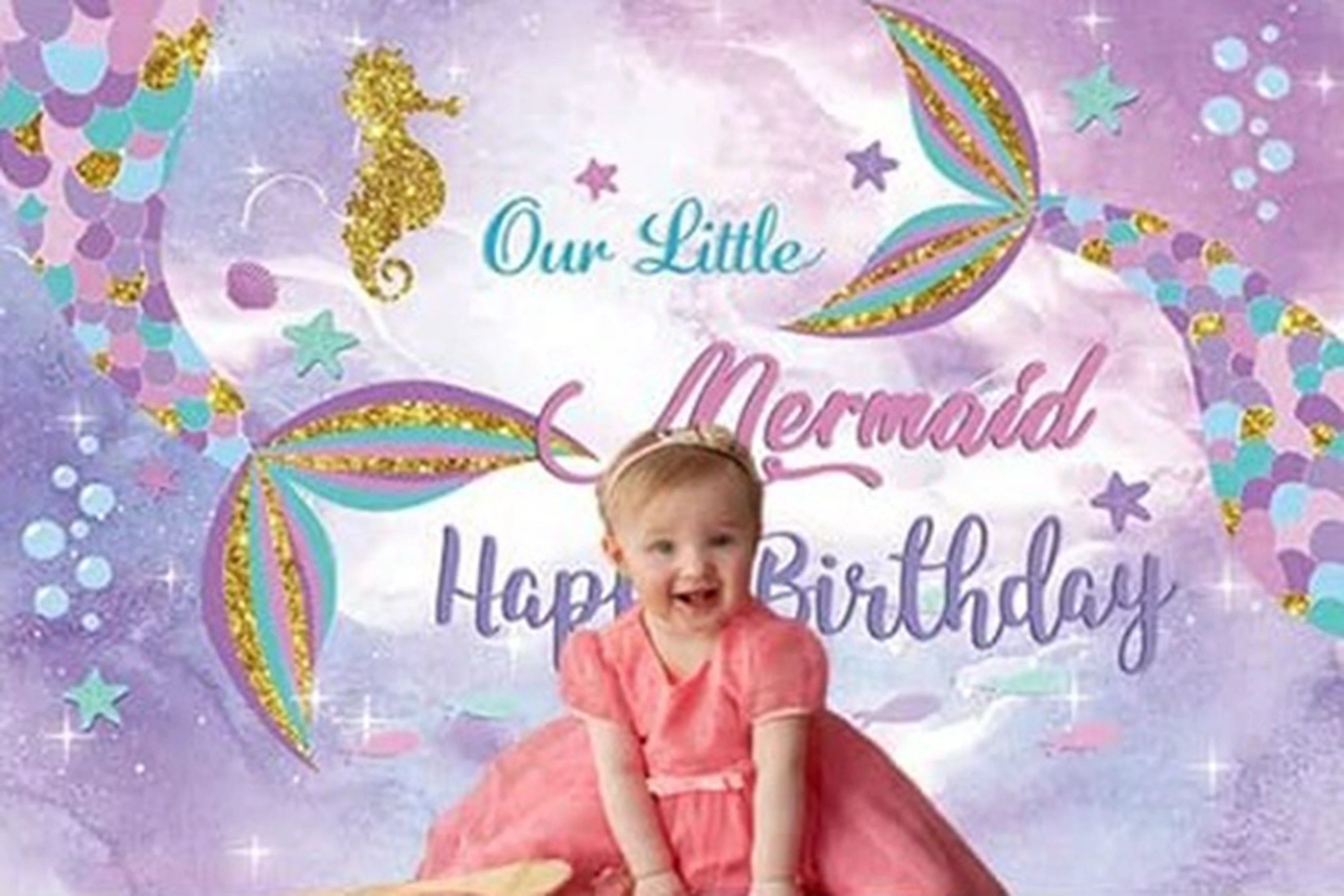 인어 공주 배경 해저 물고기 상어 아기 생일 파티 성 사진 배경 사진 스튜디오 Photocall Photozone