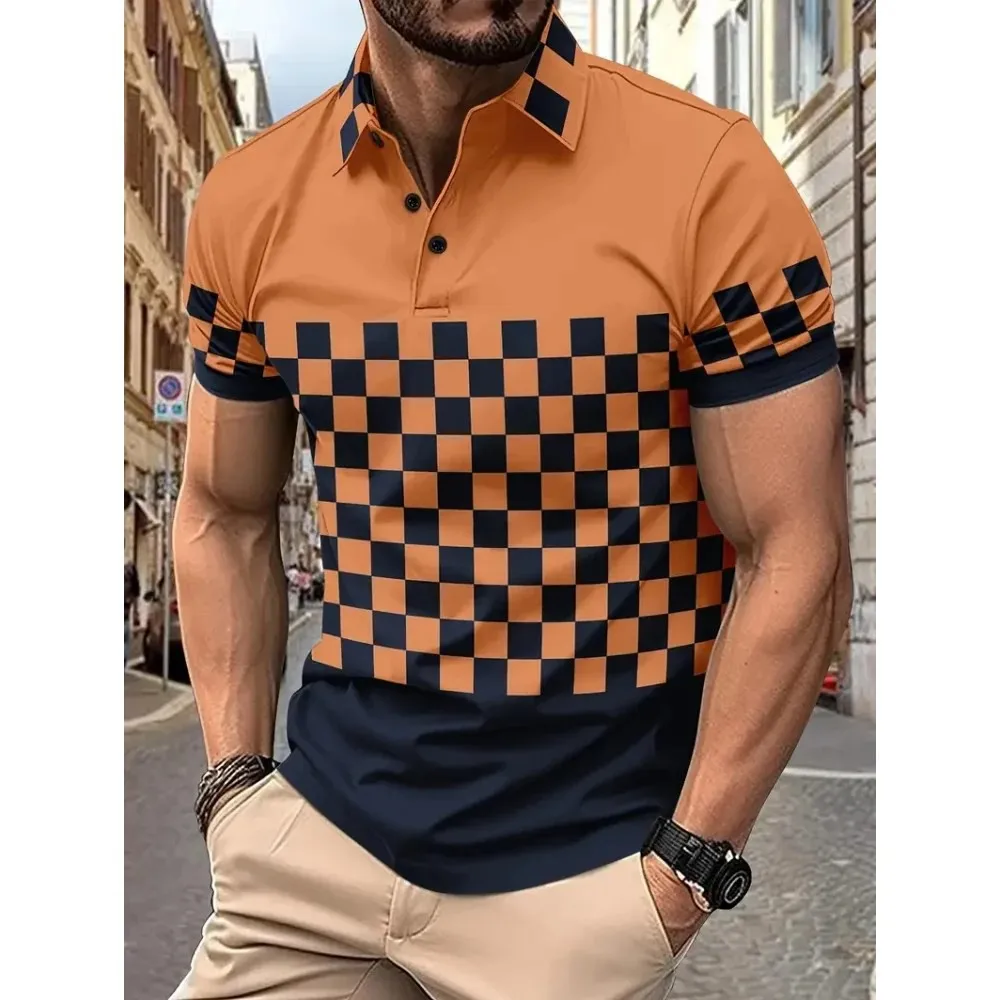 2024 Fashion Polo Shirt New Men Polo Shirt Short Sleeve Polo Shirt Striped Casual Business Polo Shirt Tops Mens Summer Clothing