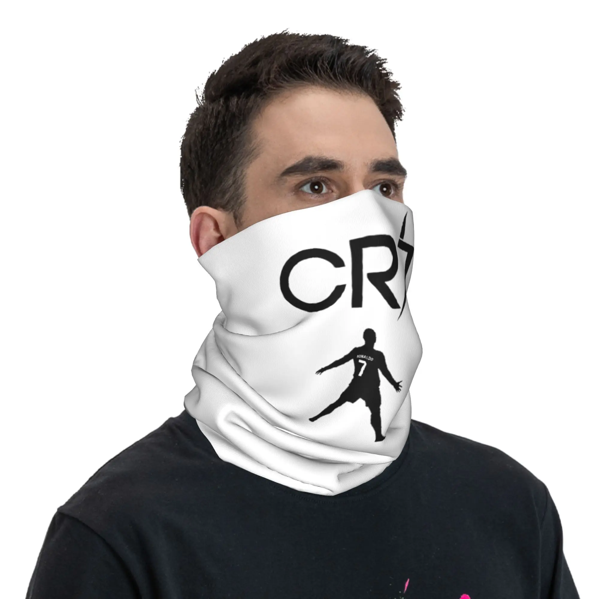 Cr7 كرة القدم رونالدو التوقيع باندانا الرقبة الجراب قناع مطبوع وشاح متعدد الاستخدام عقال الجري للرجال النساء الكبار قابل للغسل
