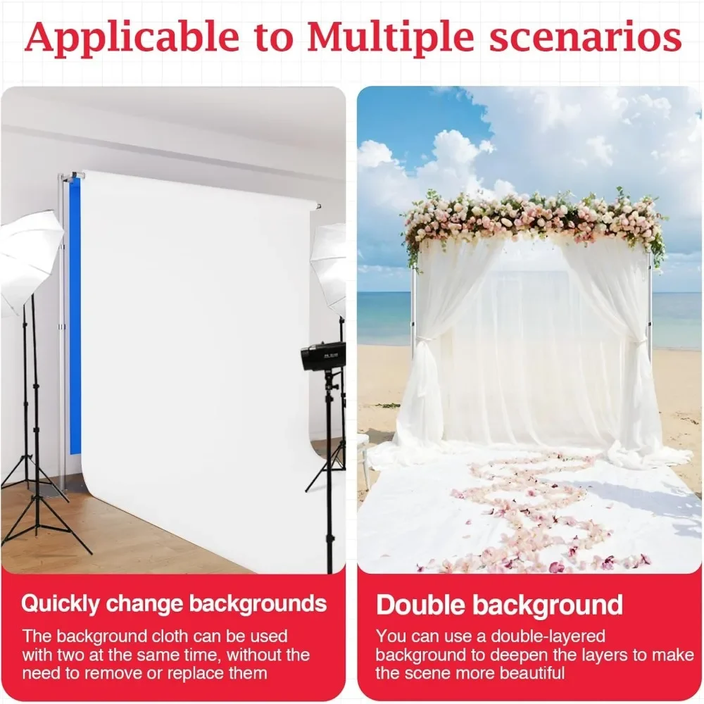 Backdrop Stand Heavy Duty 10x10Ft Double Crossbar Pipe and Drape Backdrop Stand Kit, Background Stand Backdrop for Wedding Party