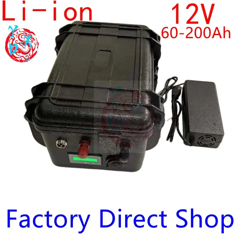 waterproof 12V 60Ah 80Ah 120Ah 150ah 180ah 200ah Lithium ion battery for trolling motor boat +10A Charger