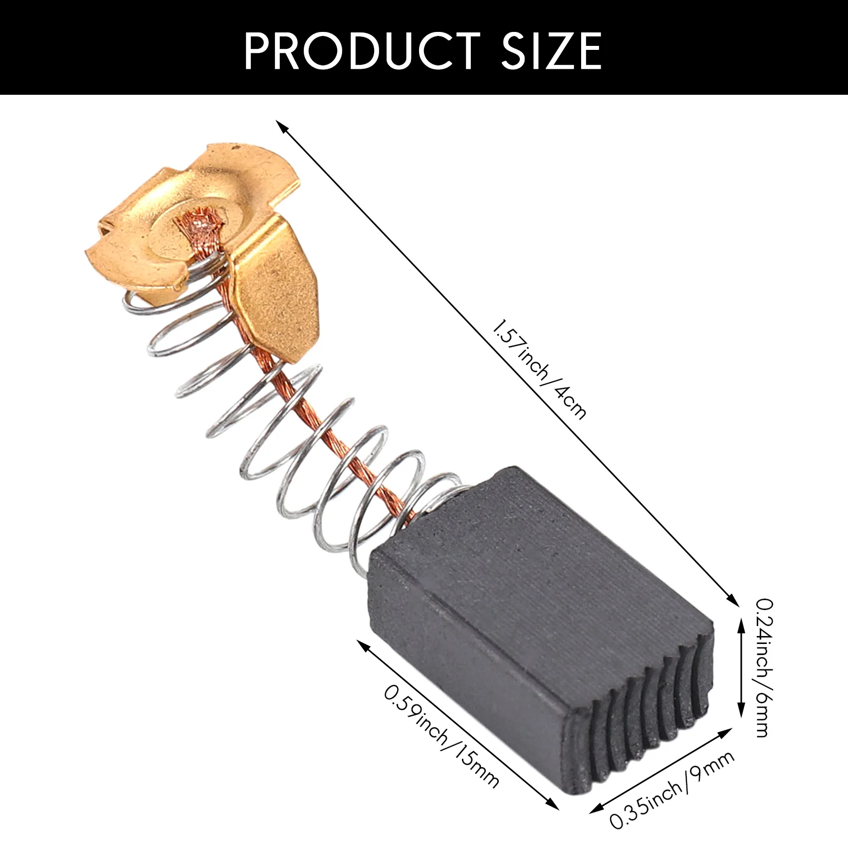 Escovas de carbono para broca elétrica Motor, Motor, 15x9x6mm, 2 Pcs