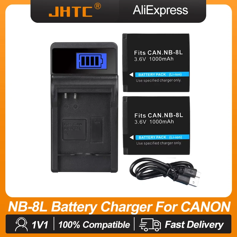 

1000mAh NB-8L NB 8L Battery Charger For Canon PowerShot A2200 A1200 IS A3000 A3300 A3200 A3100 Camera NB8L Batterie