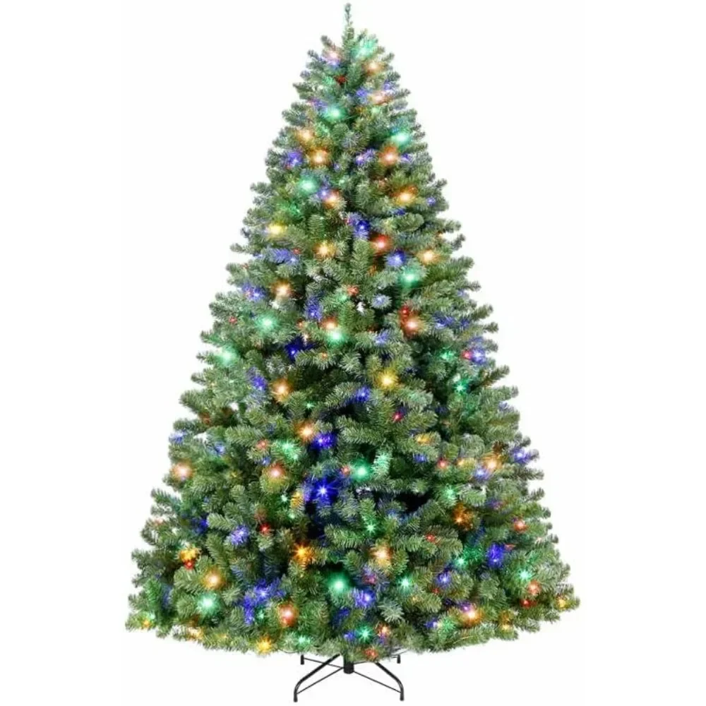 

7.5 ft Prelit Christmas Tree, Artificial Christmas Tree with 450 Color Changing LED Lights, 1450 Tips, Metal Stand