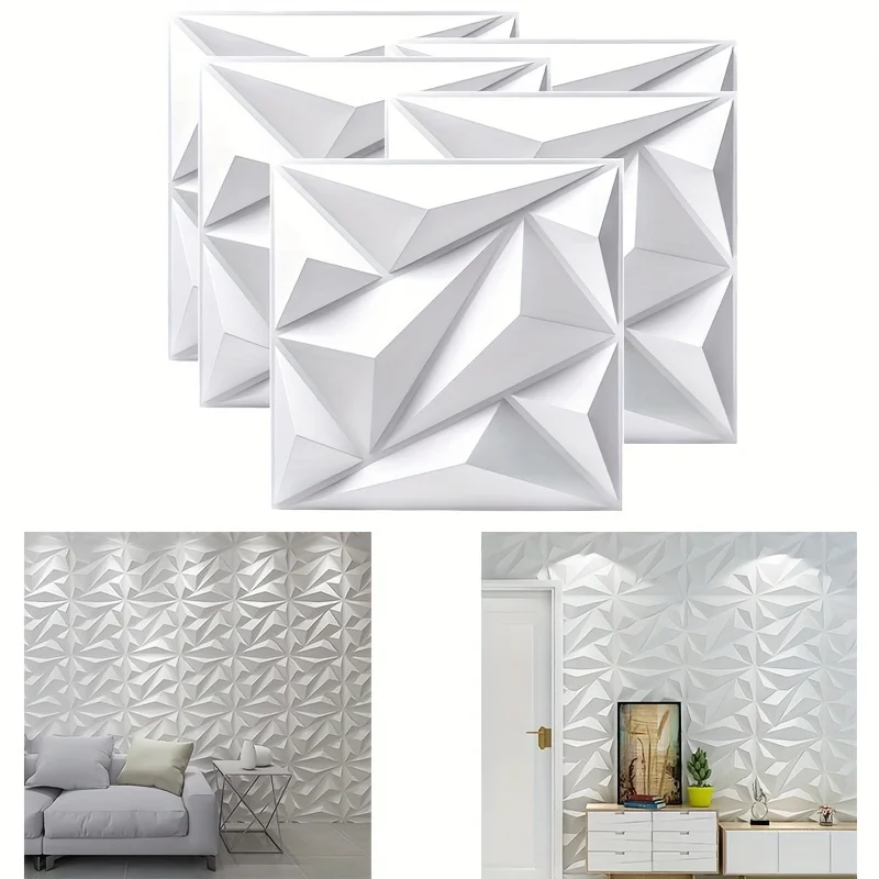 12pcs 30cmx30cm 3D PVC Wall Panel for Interior wall Decor Waterproof Moisture-Proof Easy to Clean for Kitchen TV Background