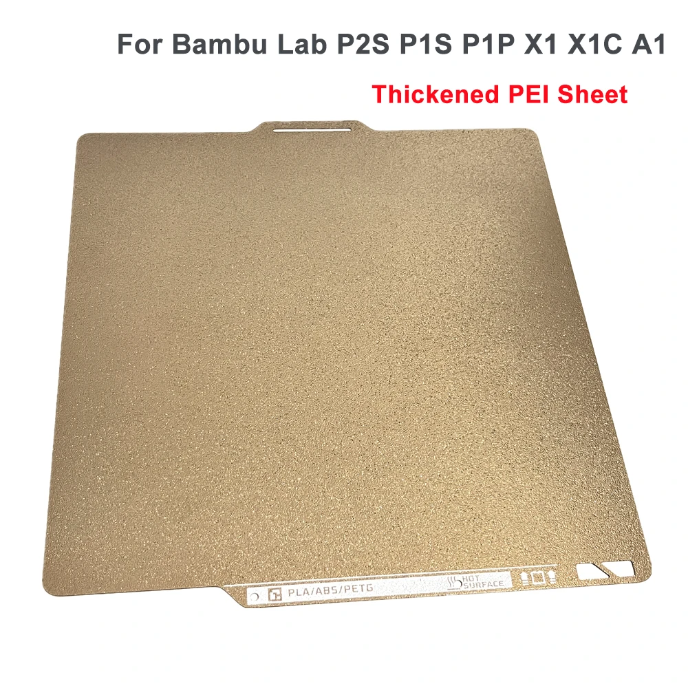 

For Bambu Lab P1P P1S A1 X1 X1C P2S PEI Sheet Textured Build Plate Thickened Spring Steel Sheet for Bambulab P1P p2s Hot Bed