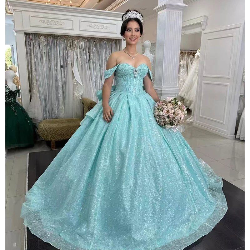 

Off The Shoulder Quinceneara Dress Ruffled Organza With Embroidered Lace Prom Party Gown Sleeveless Customized Vestido De Noche