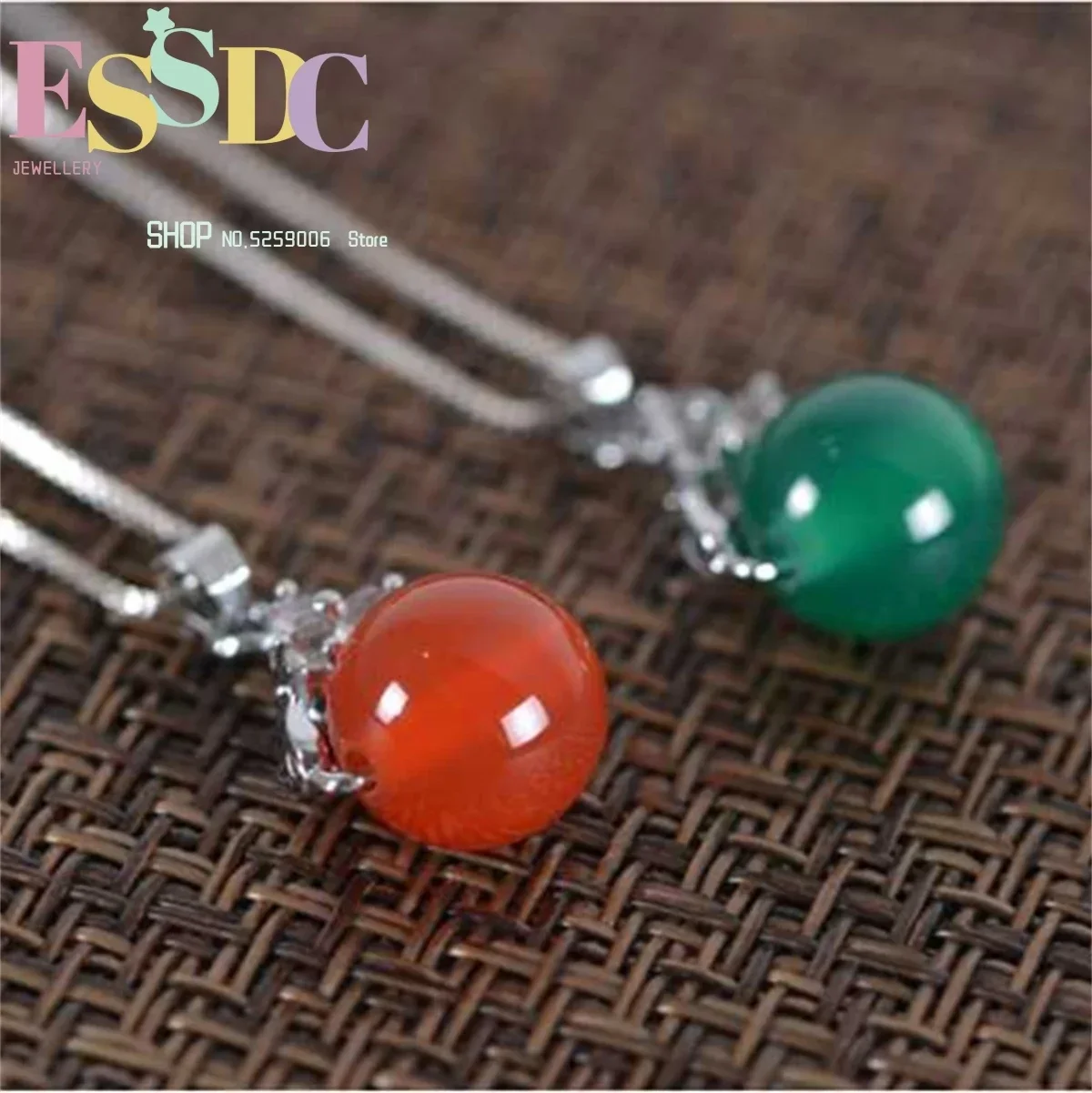 Iced Chalcedony Beads Pendant Agate Inlaid Clavicle Chain Red And Green Women's  Necklace  GiftJade Jewelry Natural Simplicity