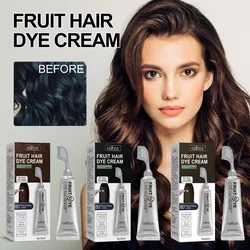 EELHOE Permanent Hair Dye Cream with Comb Long Lasting Cover Gray White Hairs Pure Plant-Based Hairdye Fruit Black Hair Cream