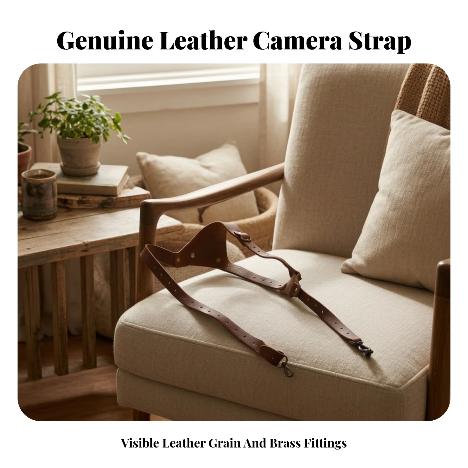 Leather Camera Strap HandsHands-Free Camera Shoulder Strap Genuine Lightweight for Photographers, Outdoor Photography, Travel