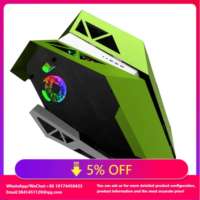 

Irregular Computer Casing Desktop Power Supply Pc Gaming Computer Tower Computer Gaming Cabinet Green Case Gaming Cabinet 7fans