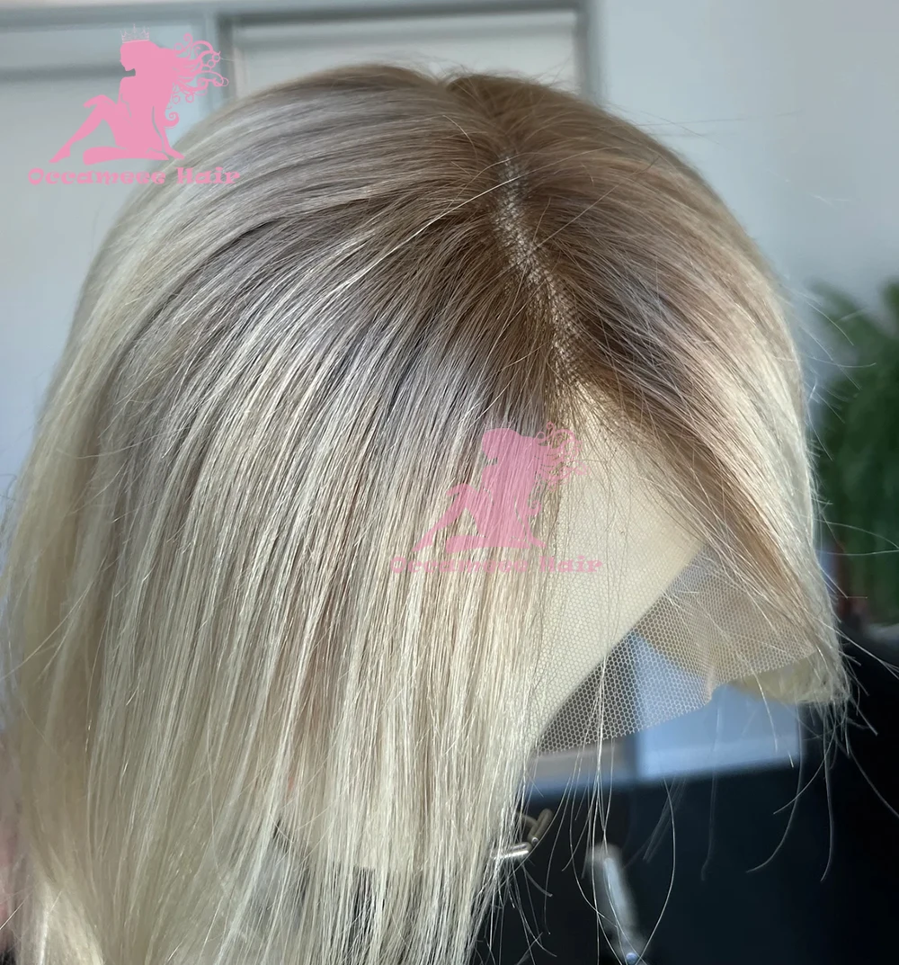 Bob Spitze Frontal Perücke Menschenhaar braun Ombre Asche blond gerade brasilia nisches Haar vor gezupft transparente Spitze Perücken für weiße Frauen