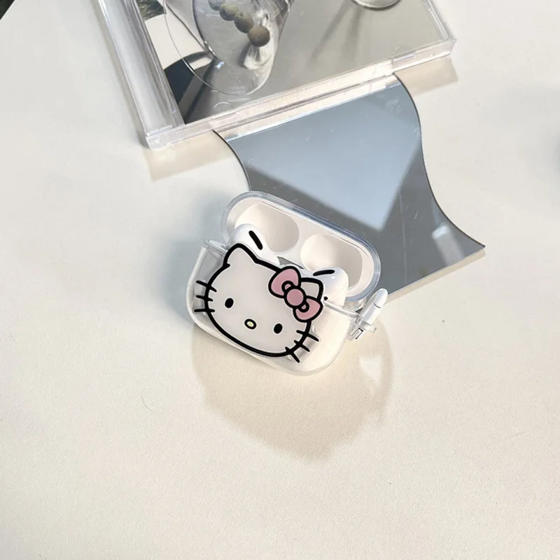 Hello Kitty For Airpods Pro 2 Case,Cute 3D Cartoon Transparent Soft TPU Protective Earphone Cover For Airpods 3 Case For Girls