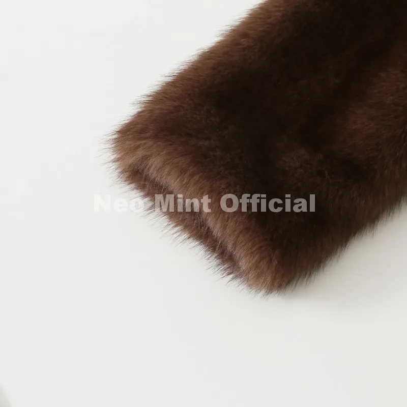 Neo Mint Winter 2026 New Stylish Mocha Brown Belted Wrap Fur Coat Women Street Fashion Girls Fluffy Faux Fox Fur Jacket Overcoat