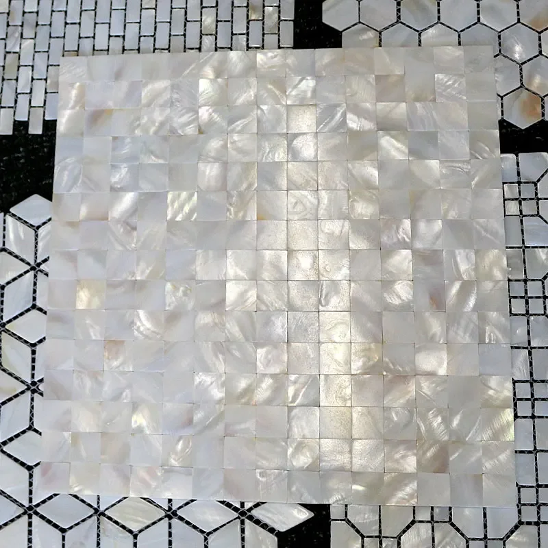 Płytki mozaikowe Shell Naturalna biała masa perłowa Backsplash Płytki łazienkowe Arkusz MOP191