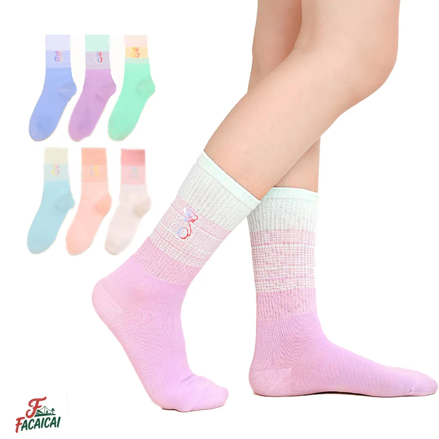

Women's Cotton Socks,(6 pairs)mid-barrel gradient color street tide pile socks,antibacterial socks Hiking Athletic Running Socks