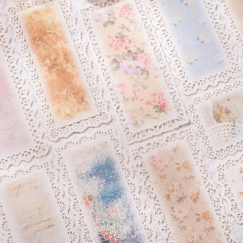10 pcs whispering hollow flower mats art fashion pastin daily handbook handwritten message paper 6 kinds