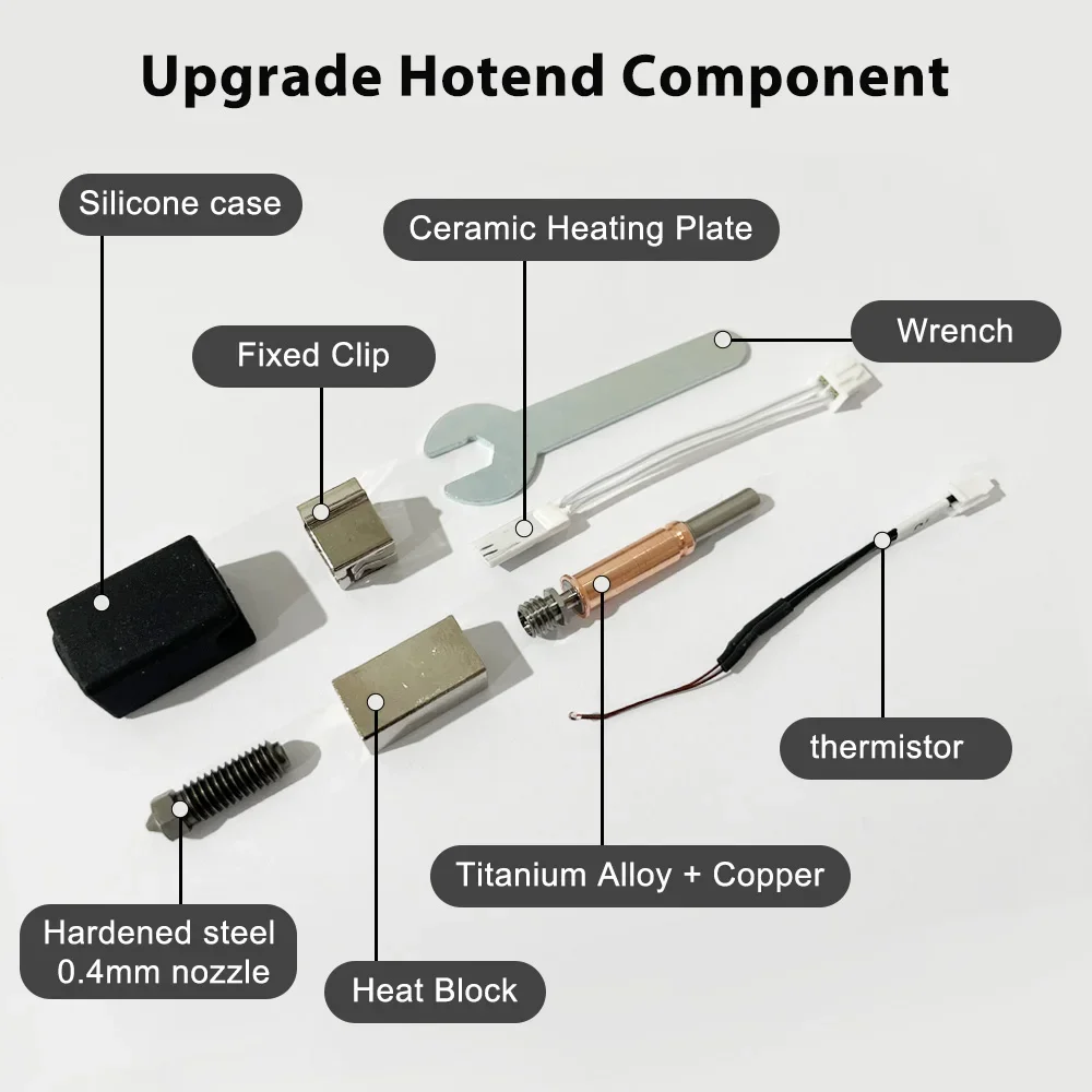Kit Hot End Complet Pour Imprimante 3D Kobra 3 - Buses 0.2/0.4/0.6/0.8mm + Manchon Silicone