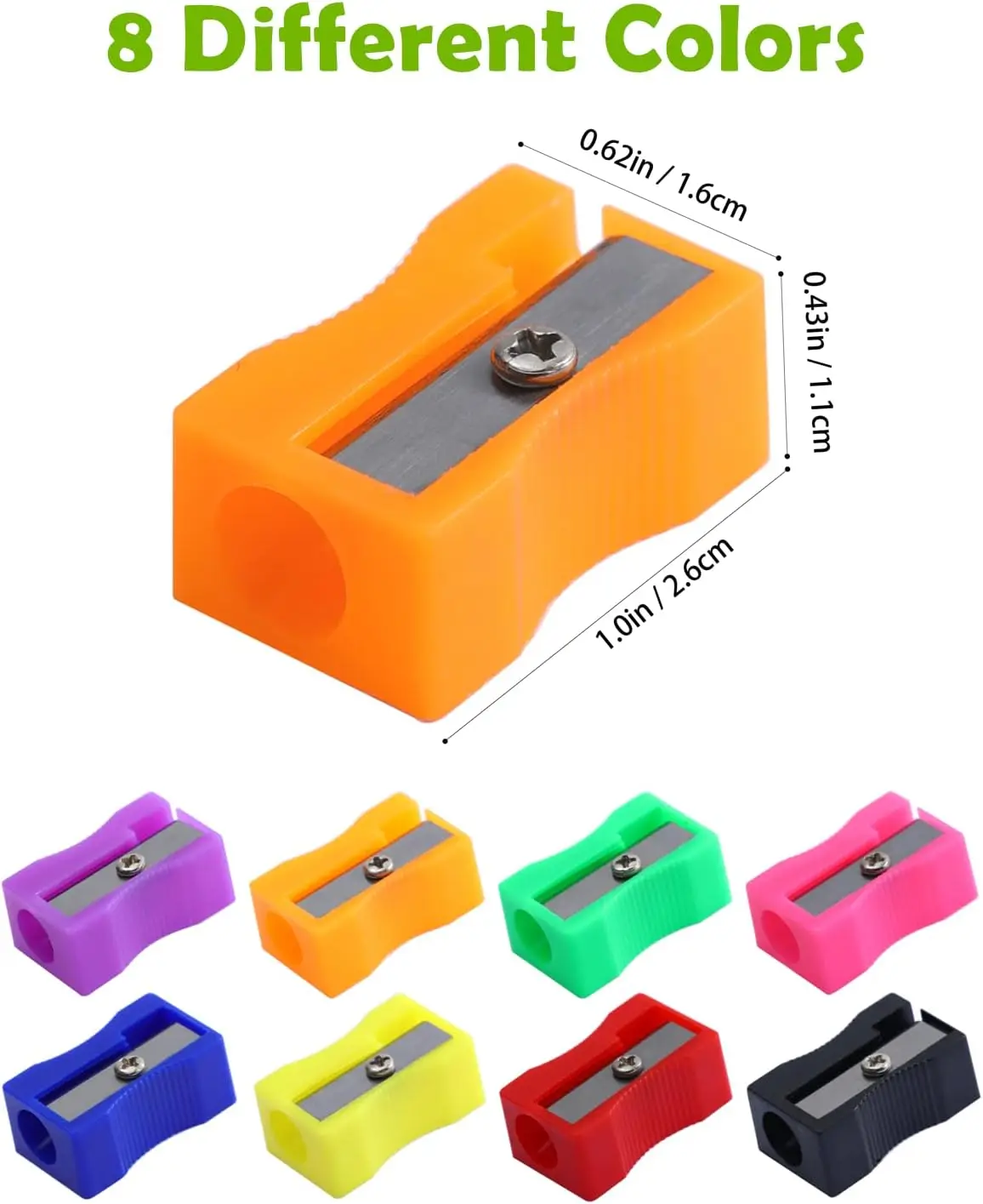 10pcs Mini Pencil Sharpener Plastic Color Single Hole Rectangular Shape Bulk School Supplies Manual Pencil Sharpener