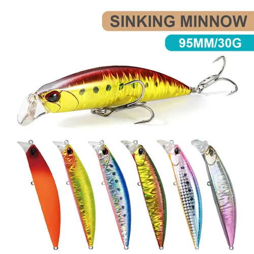 Imagen 1 del producto Señuelos de Pesca de 9,5 cm y 30g, cebo duro Artificial de fundición larga para agua salada, pececillo Wobbler, MN711