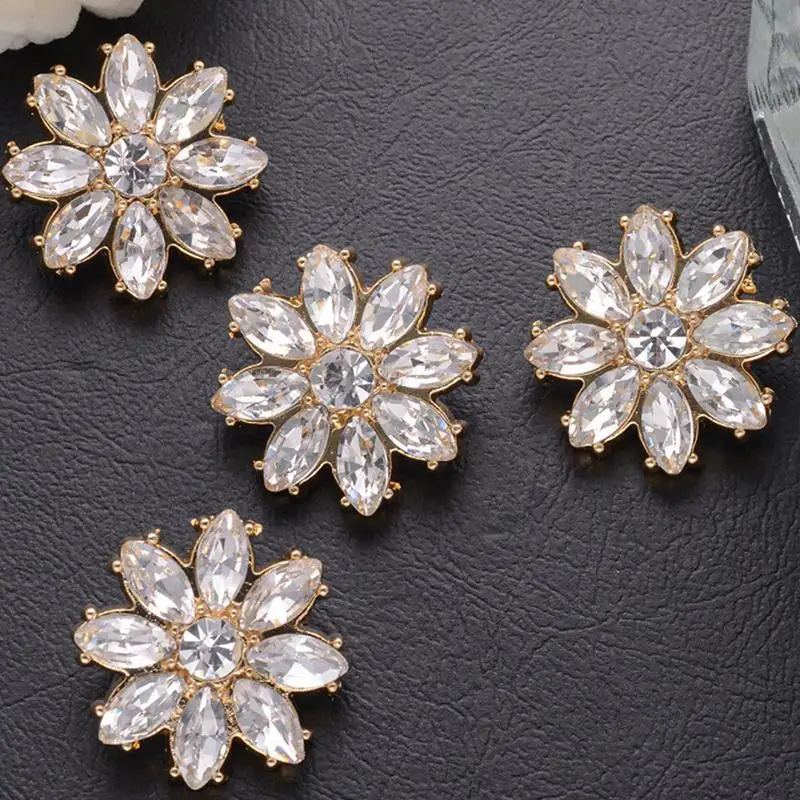 Kristallbesetzte Blumen-Strassknöpfe Luxuriöses Design für Couture-Kleidung DIY Hochzeitskleid Dekorative Handarbeiten – Detail 5