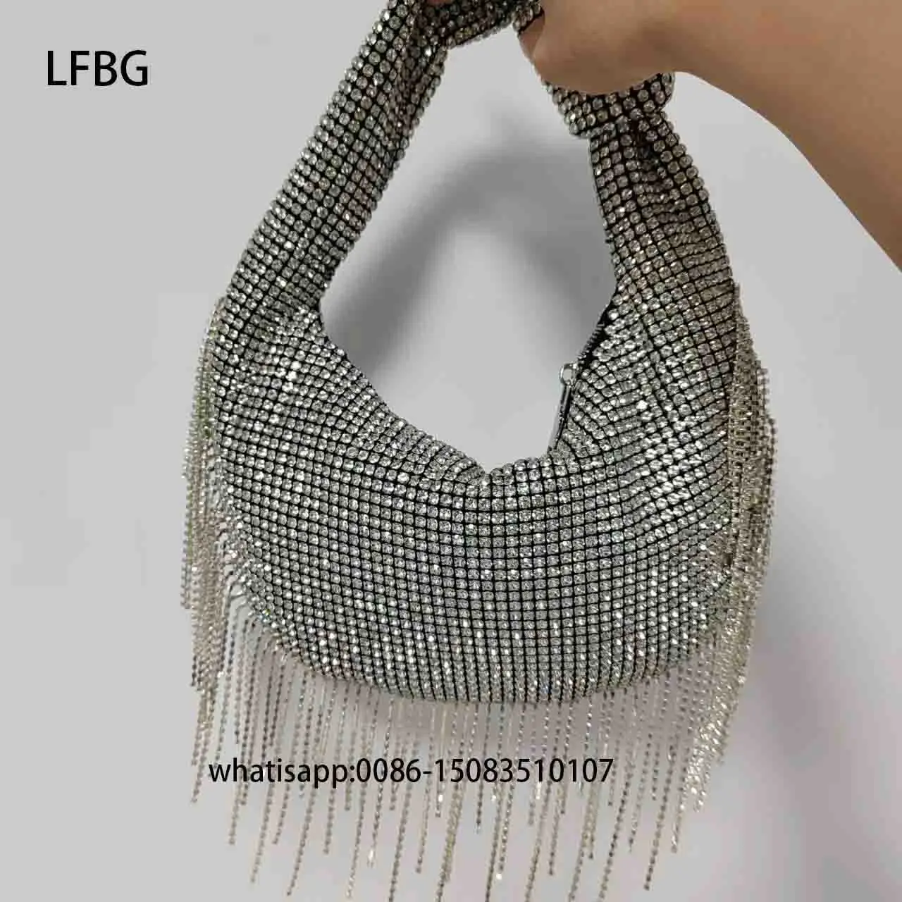 2024 Guangzhou Factory Sale  Women Silver/Gold/Green/Wedding Sparking Bridal Rhinestone Purse Party Knot HandBag