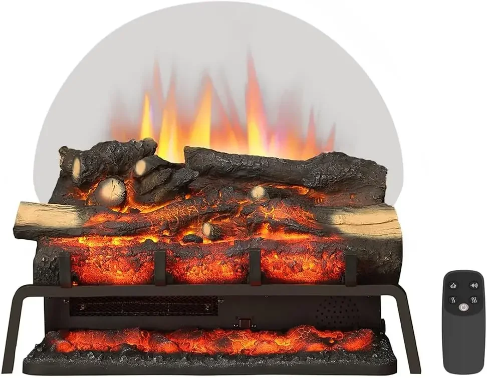 

23" W Free Standing Electric Fireplace Log Set (EF290), Fireplace Insert, Heater 750W/1500W, Crackling Sound, Remote Control