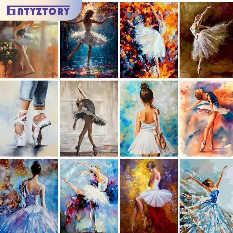 GATYZTORY Ballerina 60x75cm Paint by Numbers with Frame Paintings on Number Acrylic Paint Handicraft Handiwork Art Gift