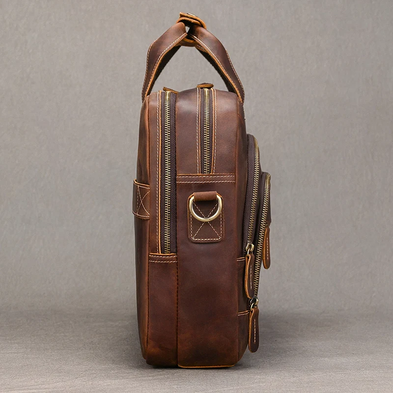 Genuine Leather Men's Briefcase laptop Computer Bag Cowskin Business Handbag For male leather crossbody shoulder bag Travel bags