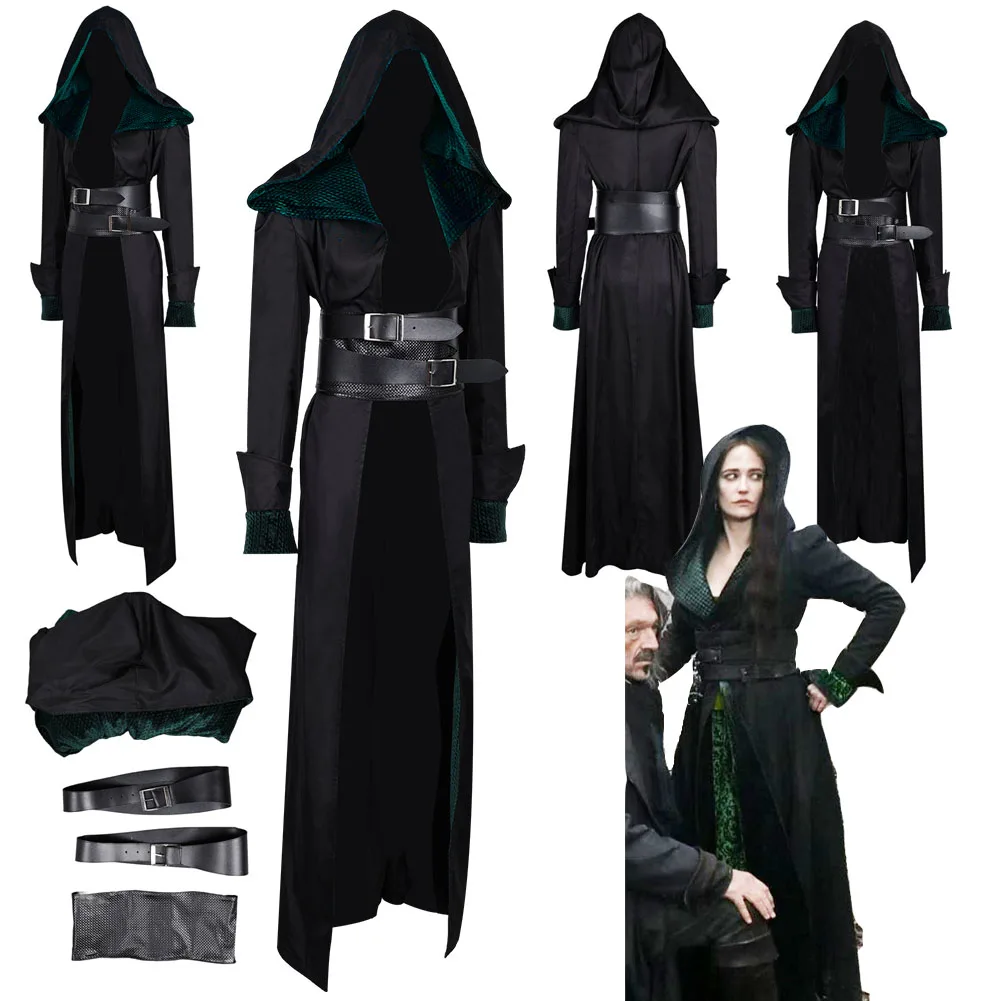 

Fantasia Mousquetaires Milady Les Trois Cosplay Costume Black Hooded Cloak For Adult Women Halloween Carnival Role Play Suits