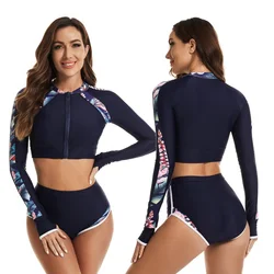 Women's Split Long Sleeve Surfing Suit, Swimsuit, Diving Suit, Sunscreen, Aoni Flower618054