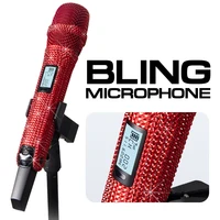 Micrófono de Karaoke inalámbrico SKM9000, micrófono personalizado con incrustaciones de diamantes para transmisiones en vivo, Karaoke brillante, esencial para escenario