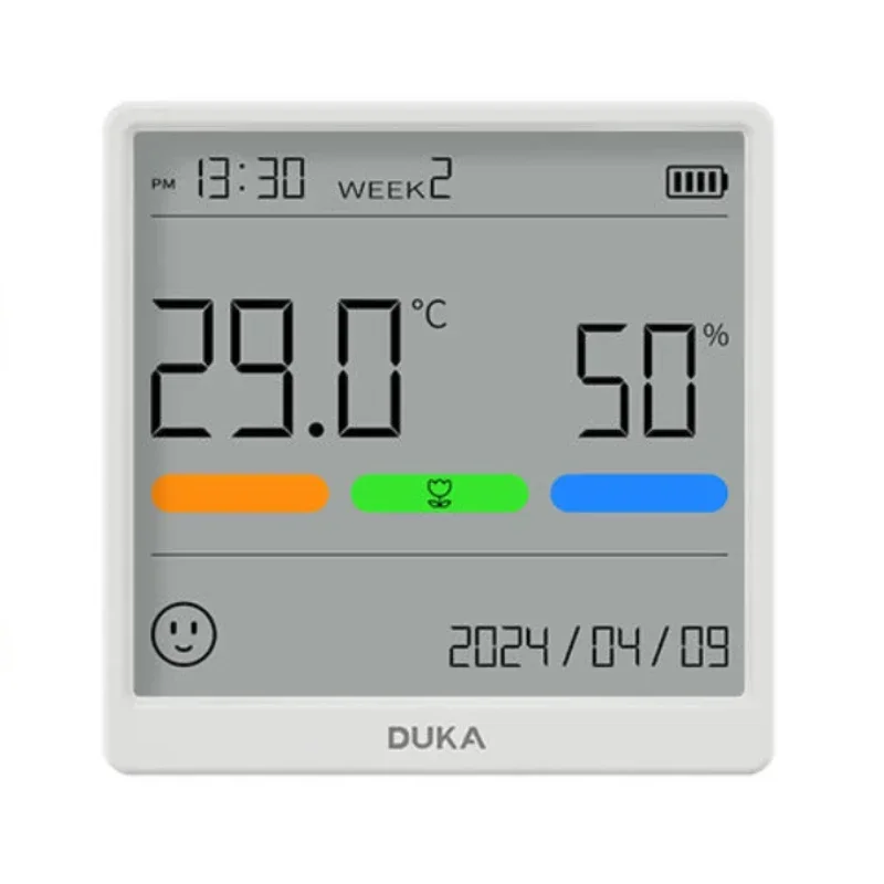 Duka THSE Temperature Humidity Meter Indoor Clock High-precision Digital Weather Stations Sensor for Home Type-C Rechargeable