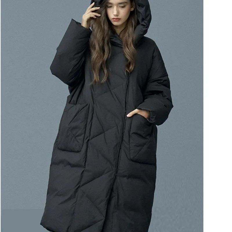 Women's Autumn/Winter Down Jacket White Duck Down Windproof Waterproof Large Thick Warm Simple Comfortable Loose Casual Skinny