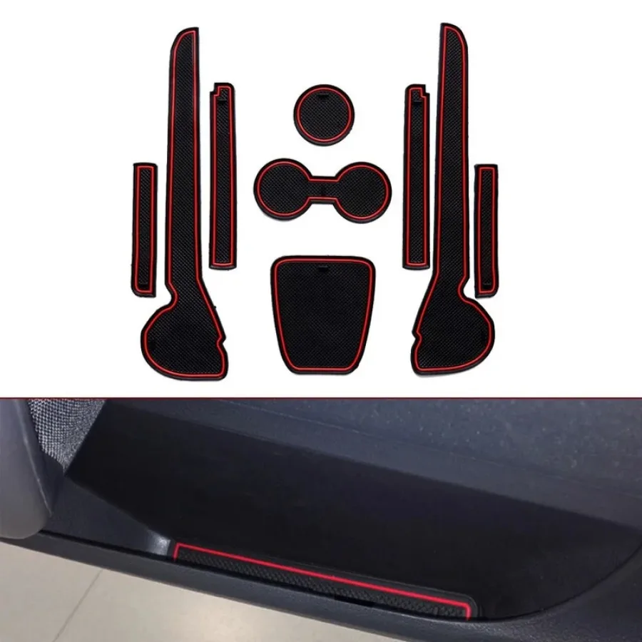 

9PCS 3D Rubber Car Anti Slip Mat Interior Decor Door Pad Cup Mat Car Accessories for 2011-2016 VW Polo 6R GTI Volkswagen Polo