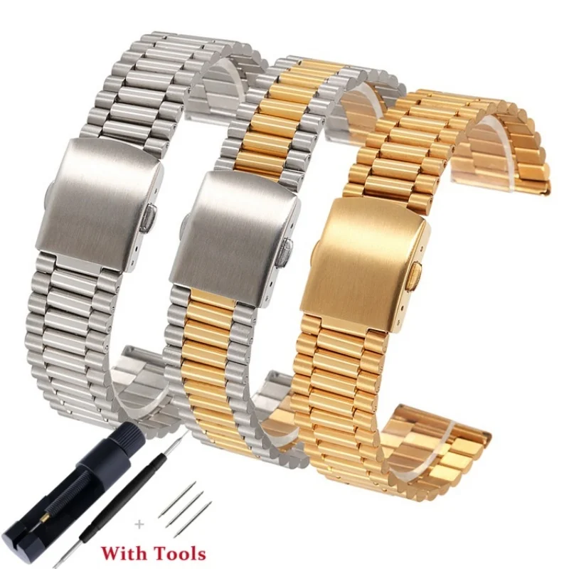 

12mm 14mm 16mm 18mm 20mm 316L Stainless Steel Watch Strap Metal Folding Watch Buckle Wristband Replace for Universal Bracelet
