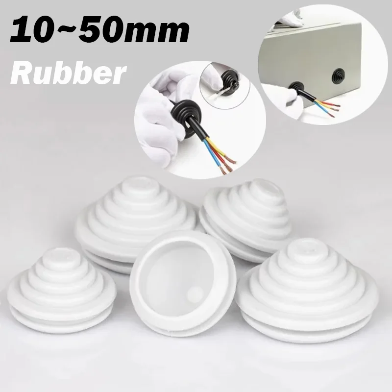 Ojales de cableado de goma blanca, bobina de protección tipo torre, cubiertas antipolvo, tapones, Protector de Cable cónico, tapón de orificio para firewall
