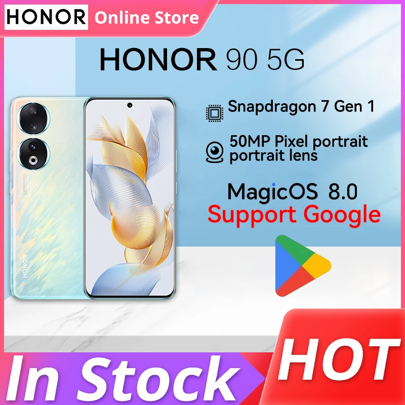 Оригинальный телефон HONOR 90, телефон с экраном 6,7 дюйма 120 Гц, камера 5000 МП, аккумулятор Snapdragon 7 Gen 1, мАч, смартфон с суперзарядкой 66 Вт