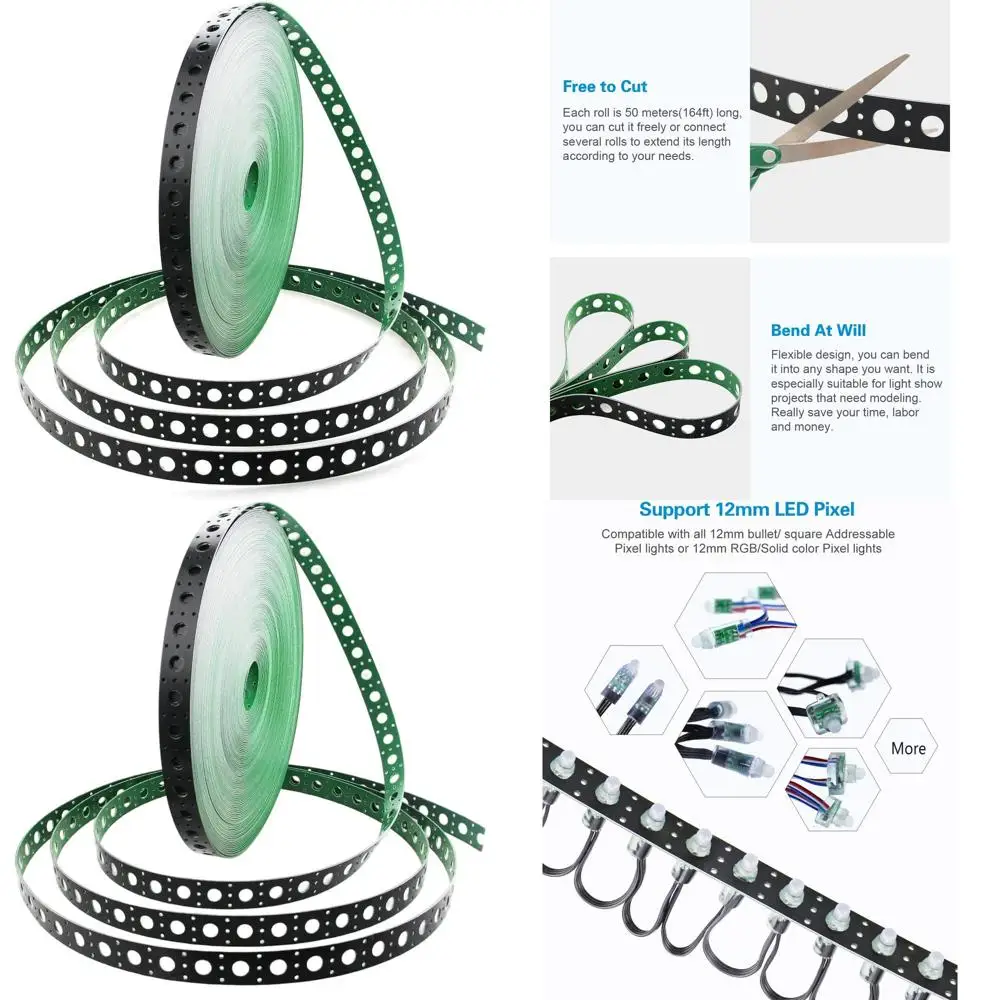 

Адресуемые RGB LED-гирлянды квадратной формы 5В/12В/24В, 164 пикселя/50м рулон, расстояние между отверстиями 1 мм, идеально подходят для декора на Хэллоуин и Рождество