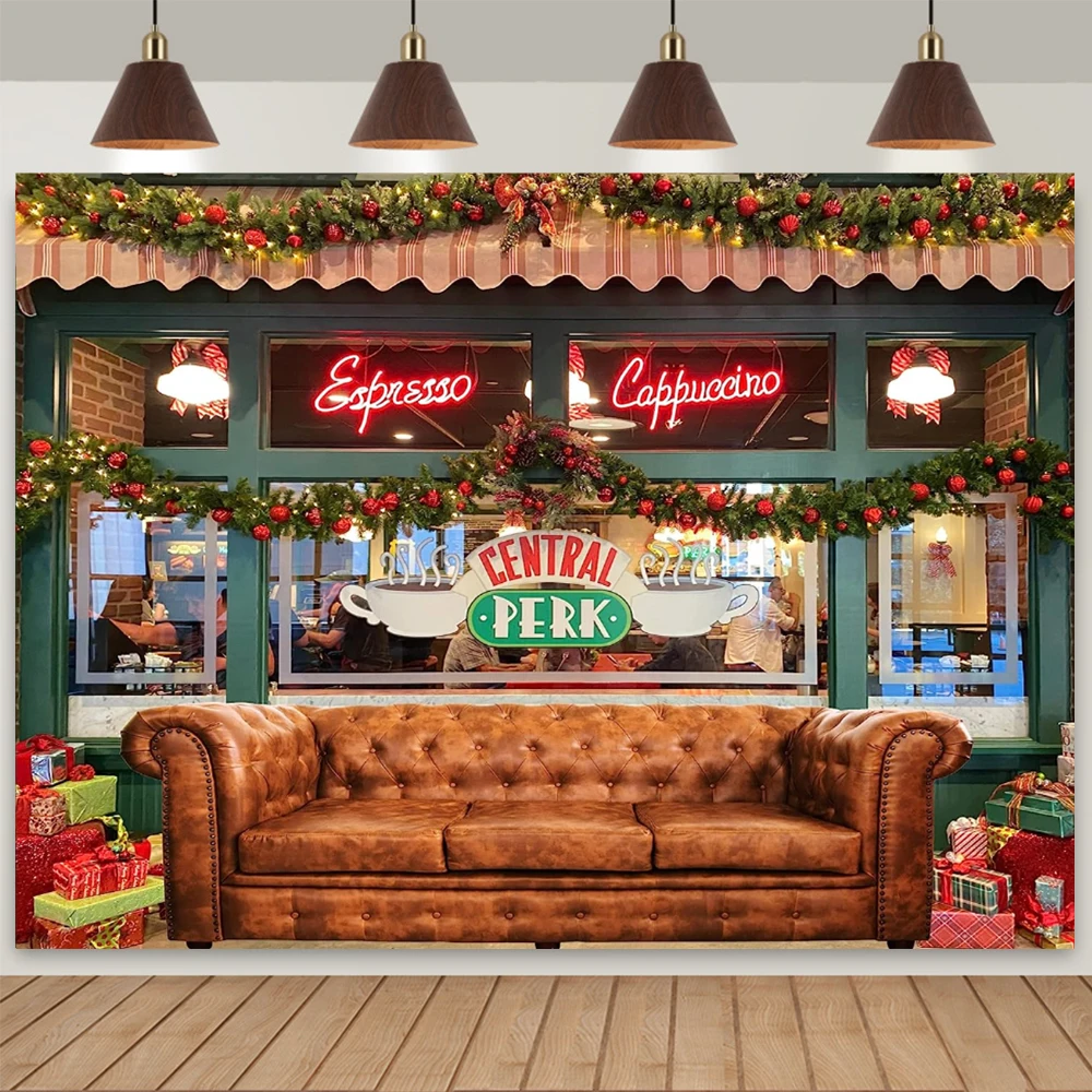 Fondale In Cotone Central Perk – Muro Di Mattoni Rossi Retrò Per Pub, Compleanni E Feste A Tema – 210x150 Cm