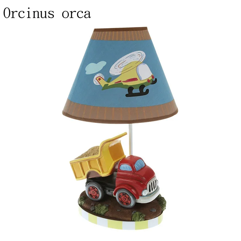 Cartoon creative car table lamp boy bedroom children's room lamp modern simple manual resin table lamp free shipping