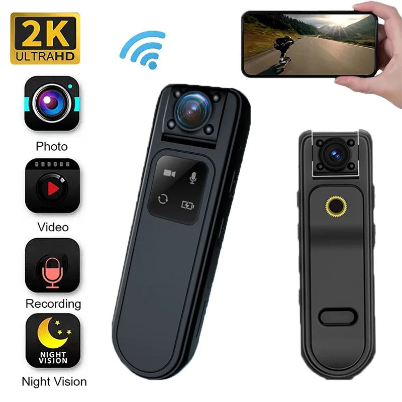 Ultra high definition 2K WIFI portable mini camera police recorder, motorcycle body camera, bicycle, in car DVR network camera