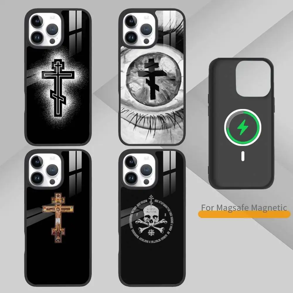

O-Orthodox C-Cross Icon Phone Case For iPhone 14,16,15,13,17,12,Plus,Pro,Max Magnetic For Magsafe Frosted Cover