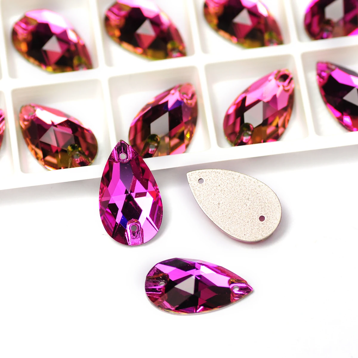 YANRUO 3230 Drop Fuchsia Sparkly Sew On Crystal Glass Diy Gems Craft Charms Stones Accessories Bright For Clothes